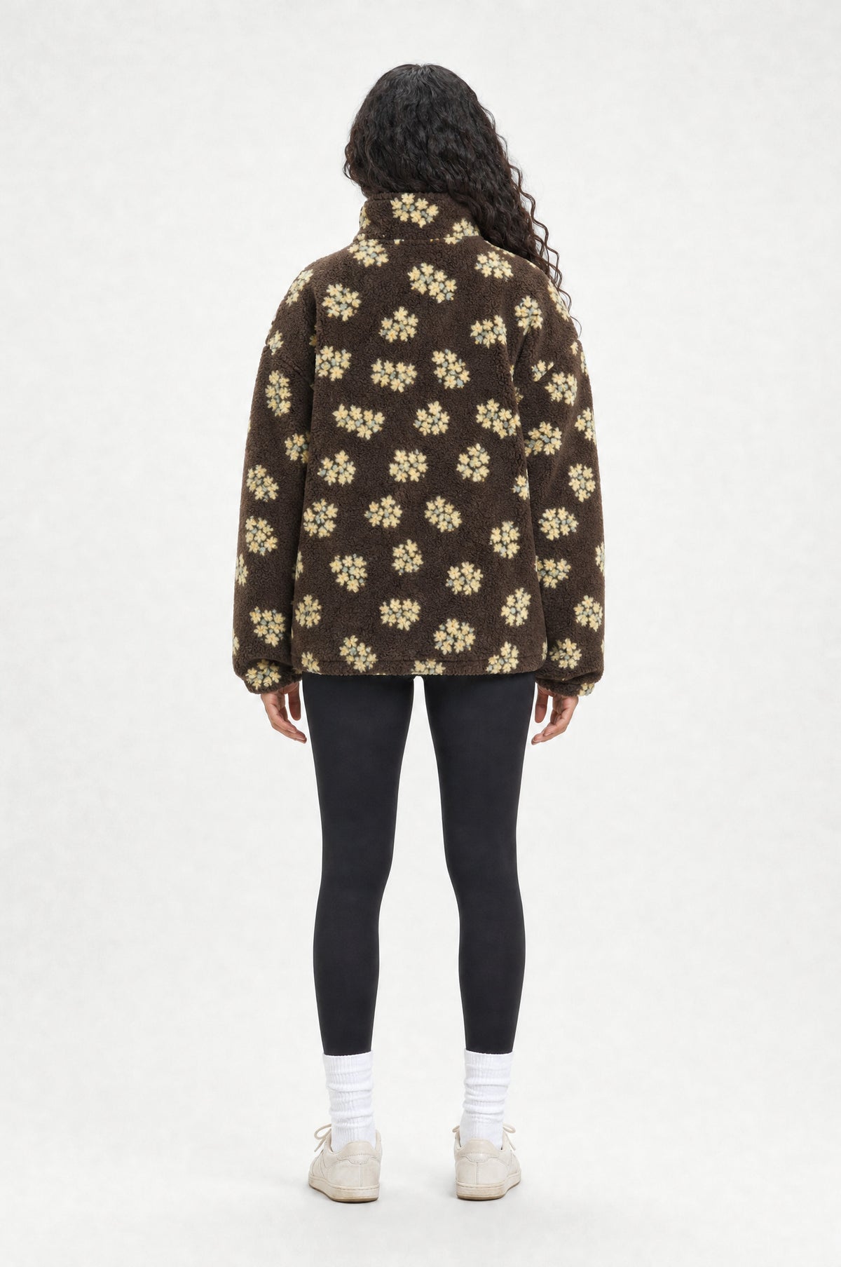 The Chelsea Floral Fleece in Brown, back