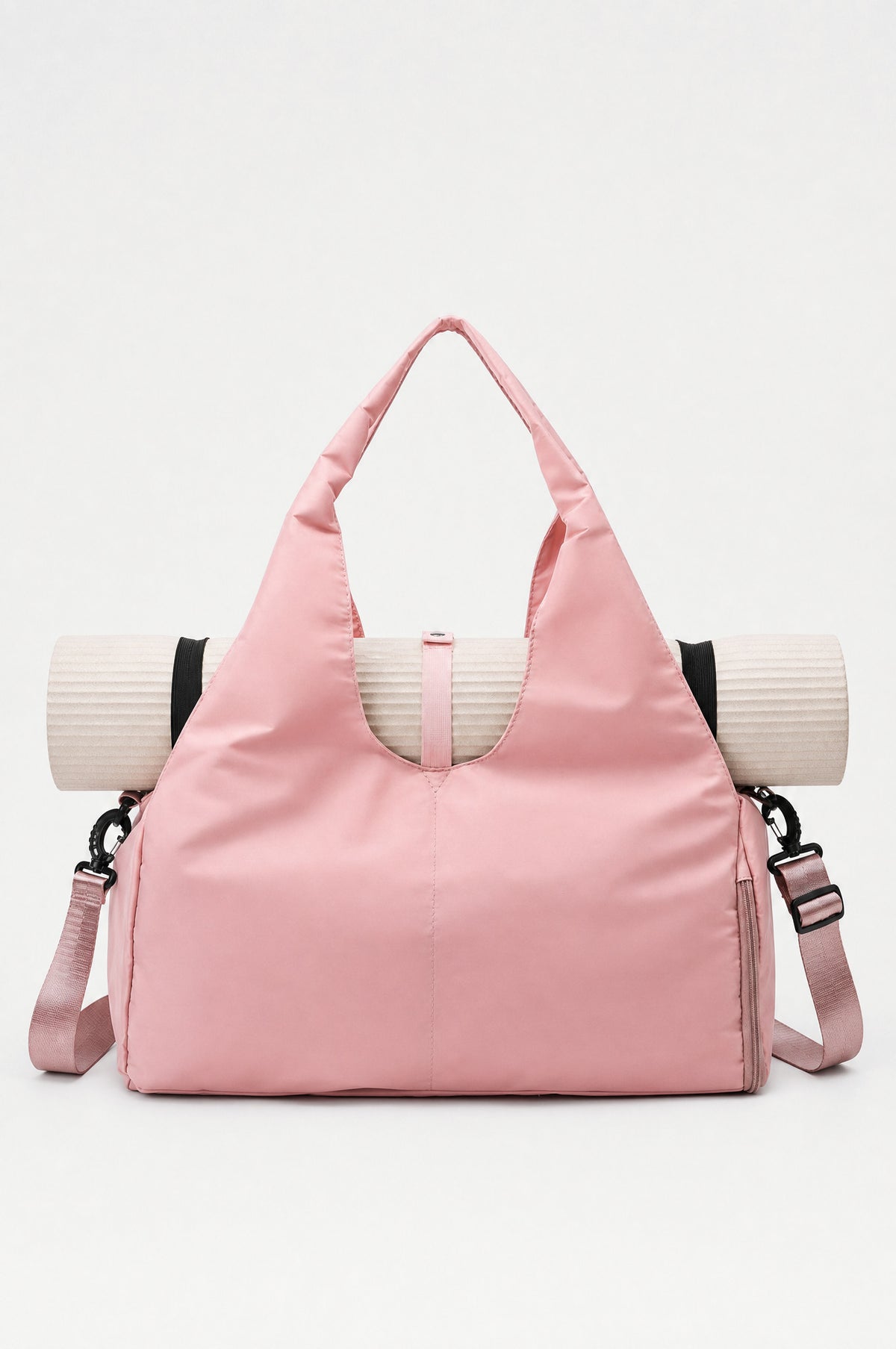 The Greenwich Travel Bag in Pink, yoga-mat strap