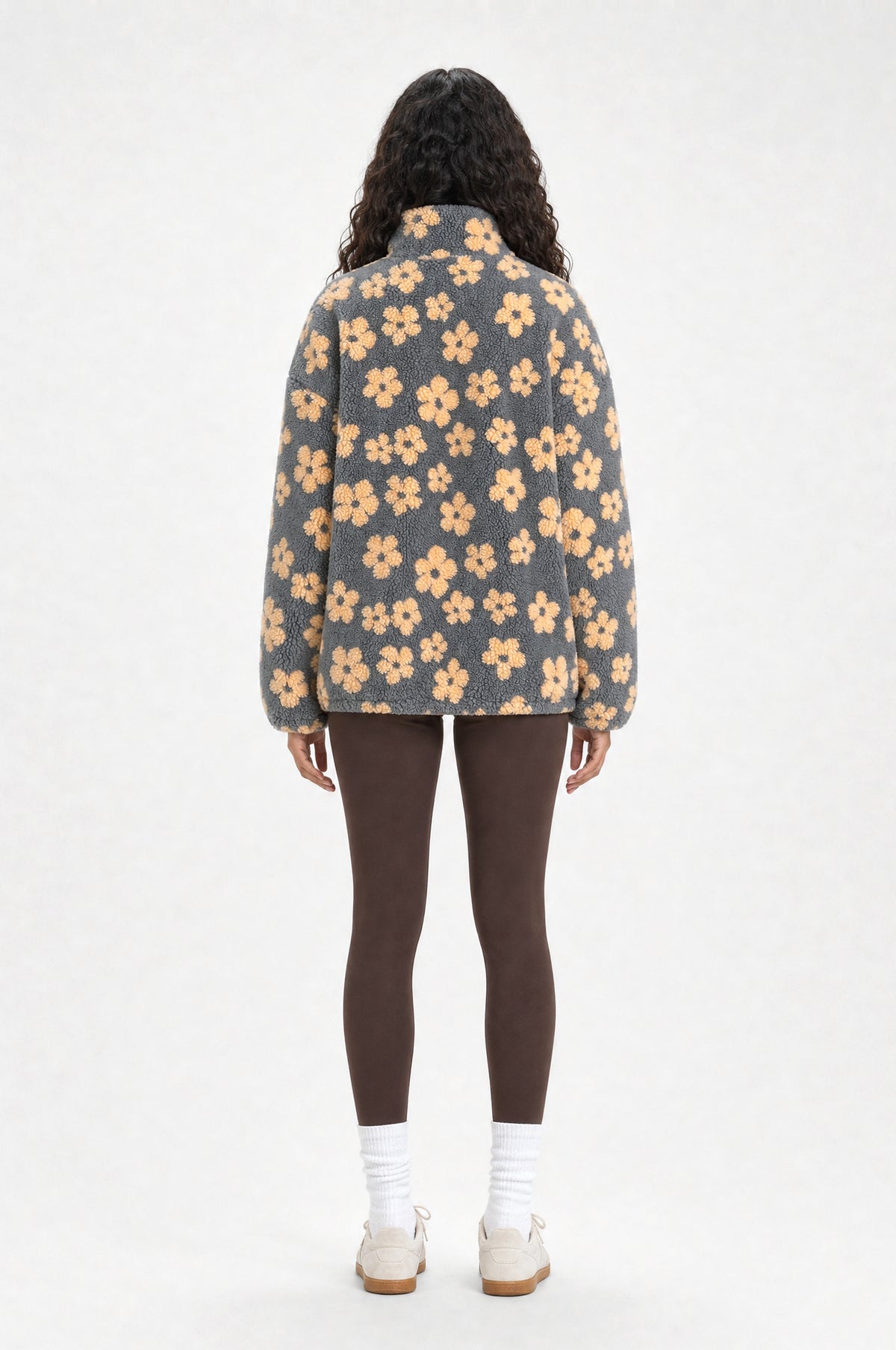 The Chelsea Floral Fleece in Peach, back