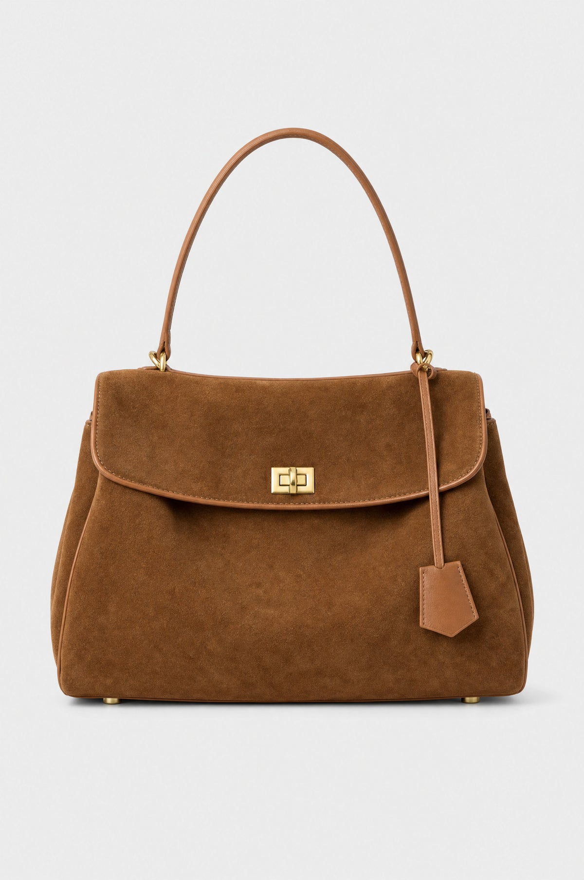 The Kensington Top-Handle Bag in Caramel, product shot, front