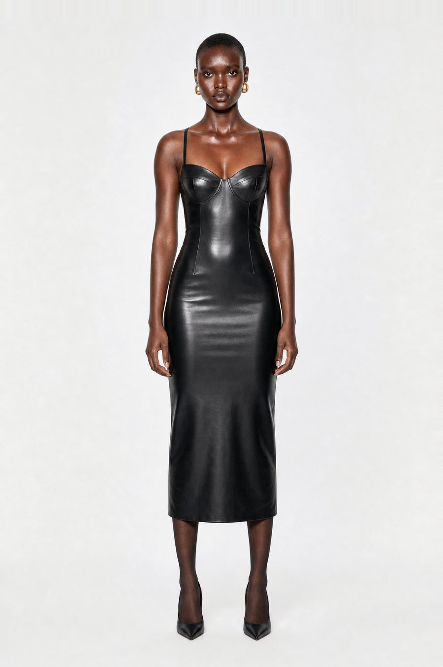 The Piccadilly Faux Leather Midi Dress