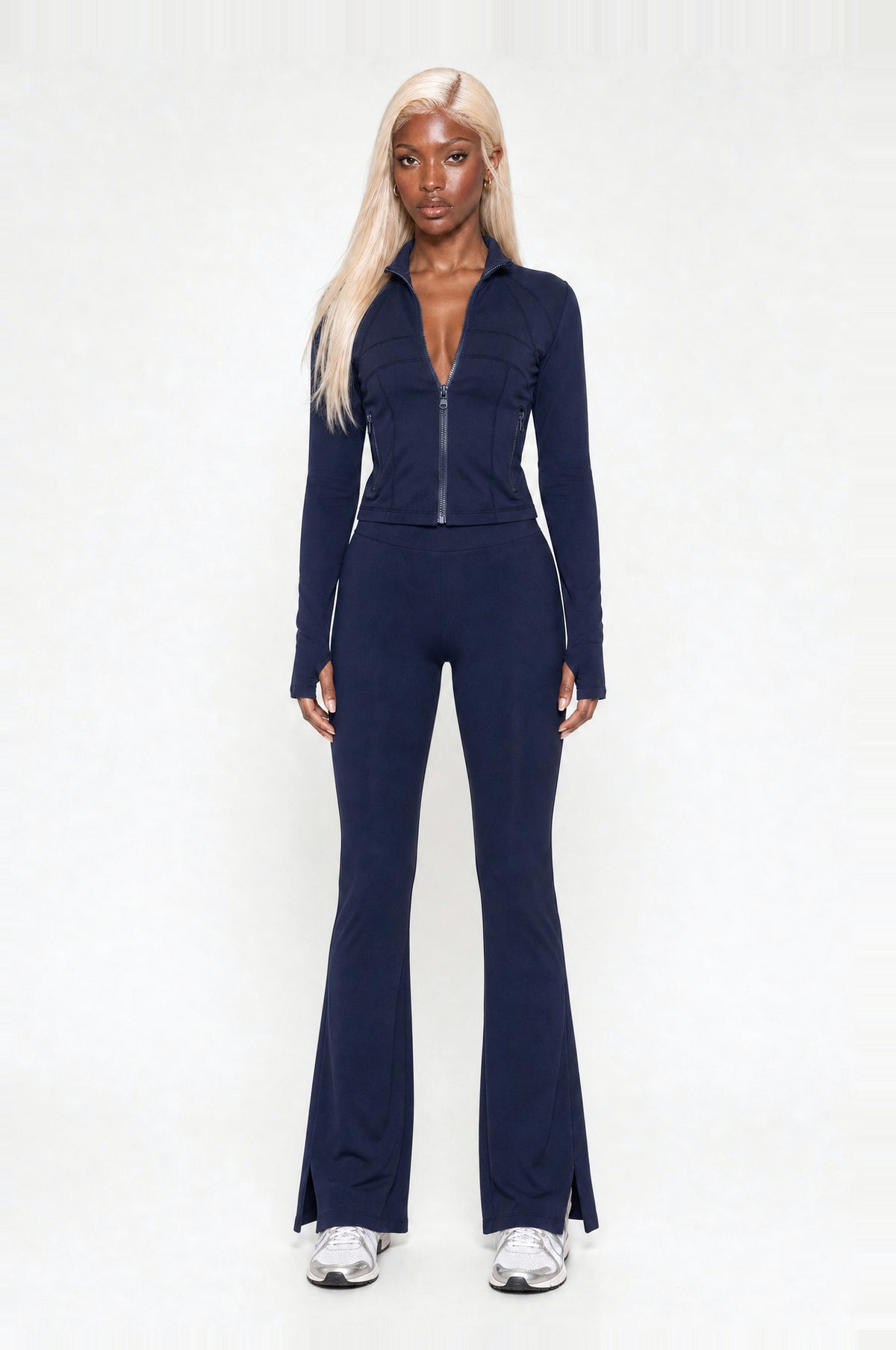 Peckham Flare Two-Piece Set in Navy, front view