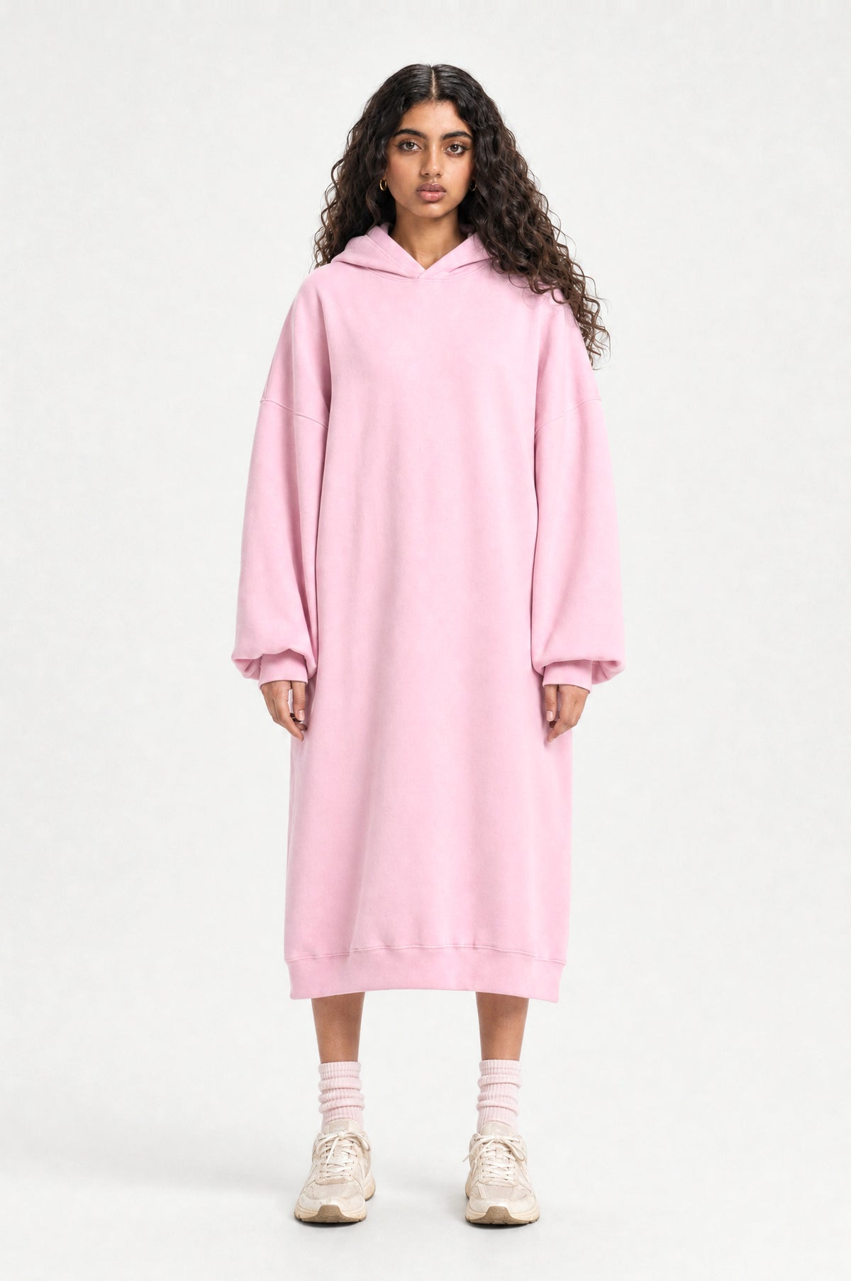 The Camden Hoodie Dress in Pink, front