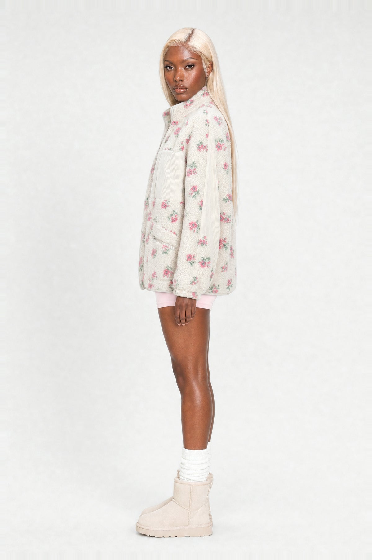 Primrose Fleece Jacket in Ivory Rose, side