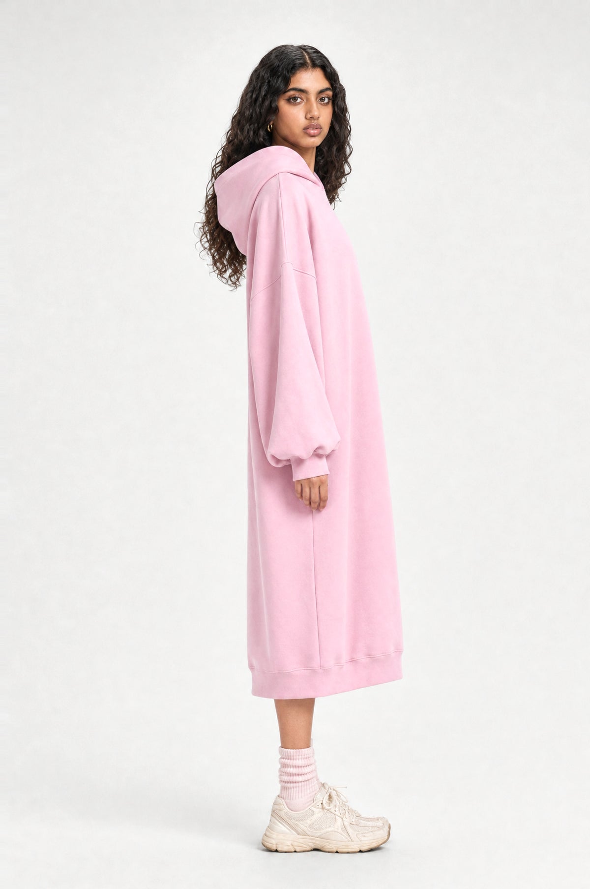 The Camden Hoodie Dress in Pink, side