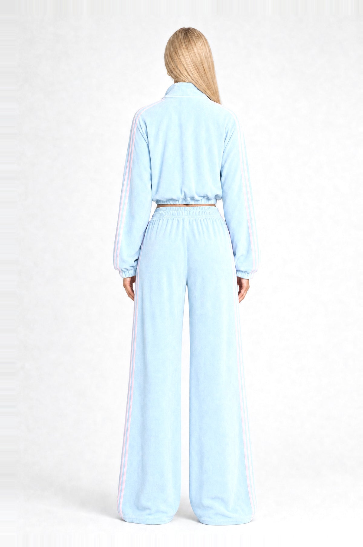 Bermondsey Velour Tracksuit in Sky Blue, back view