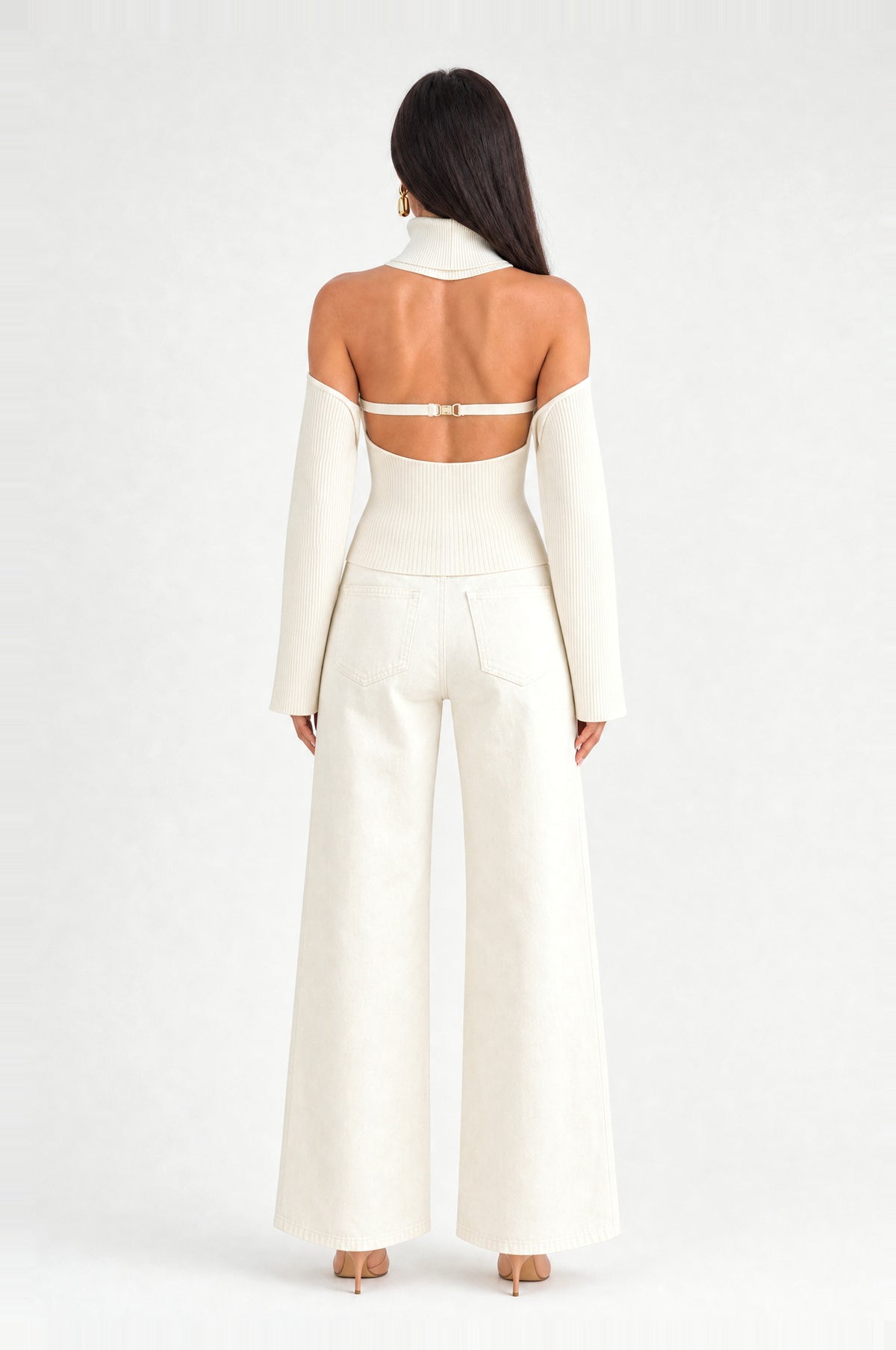 Kennington Halter Knit Two-Piece in Ivory, back