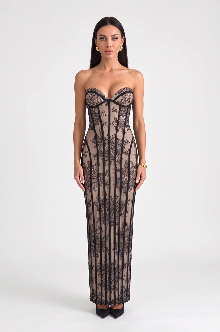 The Fitzrovia Lace Corset Maxi Dress