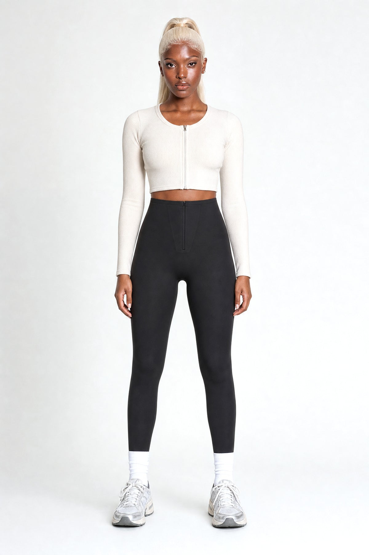 The Regent Tummy-Control Leggings in Black, front