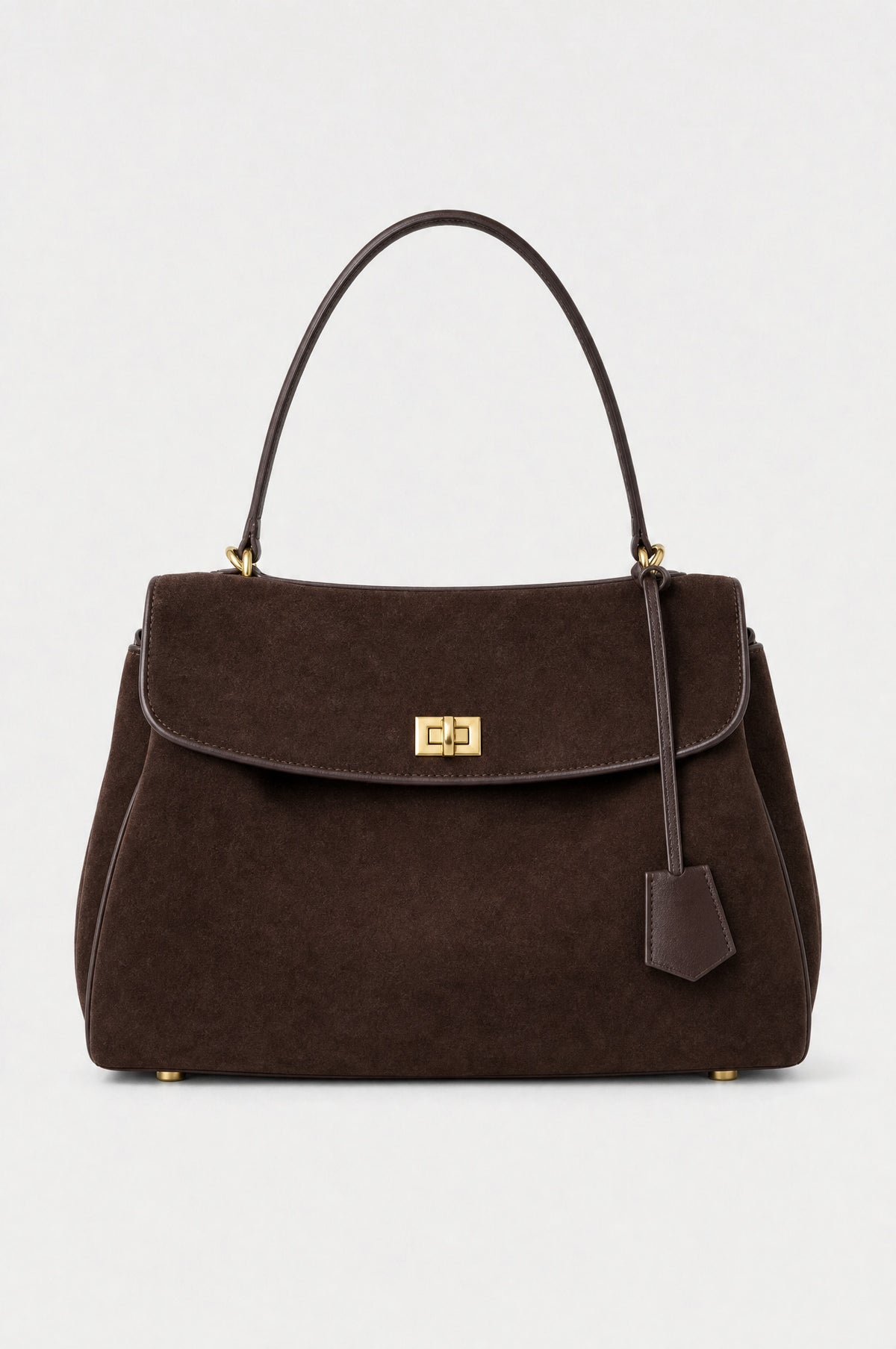 The Kensington Top-Handle Bag in Coffee, product shot, front