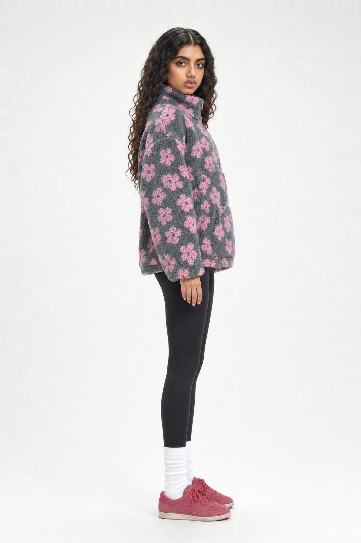 The Chelsea Floral Fleece in Pink, side