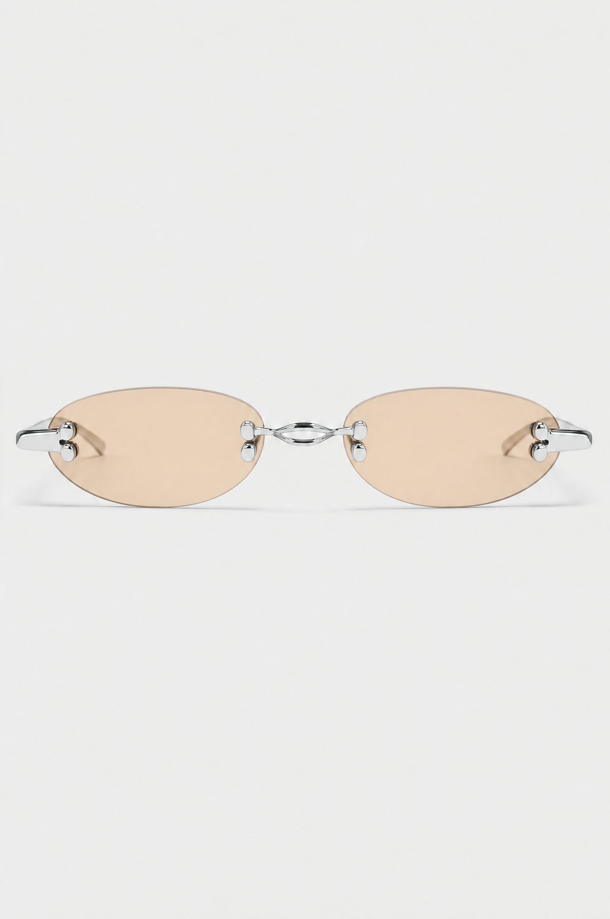 The Chiswick Oval Sunglasses in Silver Peach, front