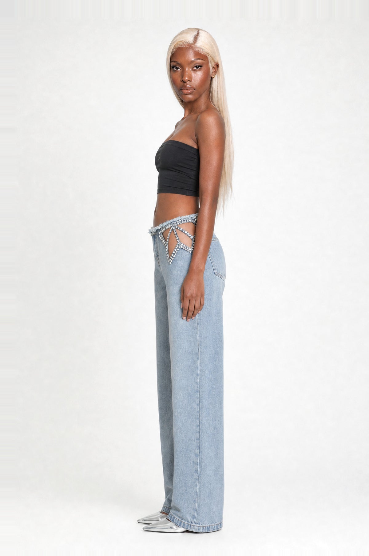 Notting Hill Crystal Jeans in Blue, side