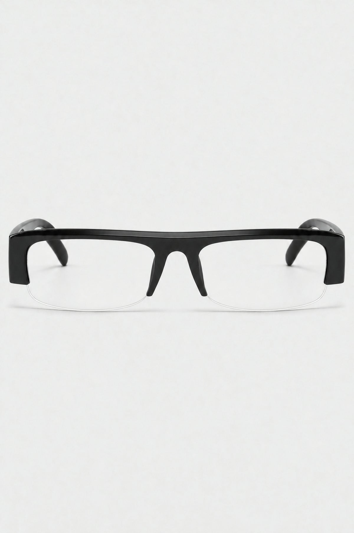 The Barnes Rectangle Sunglasses in Black Clear, front
