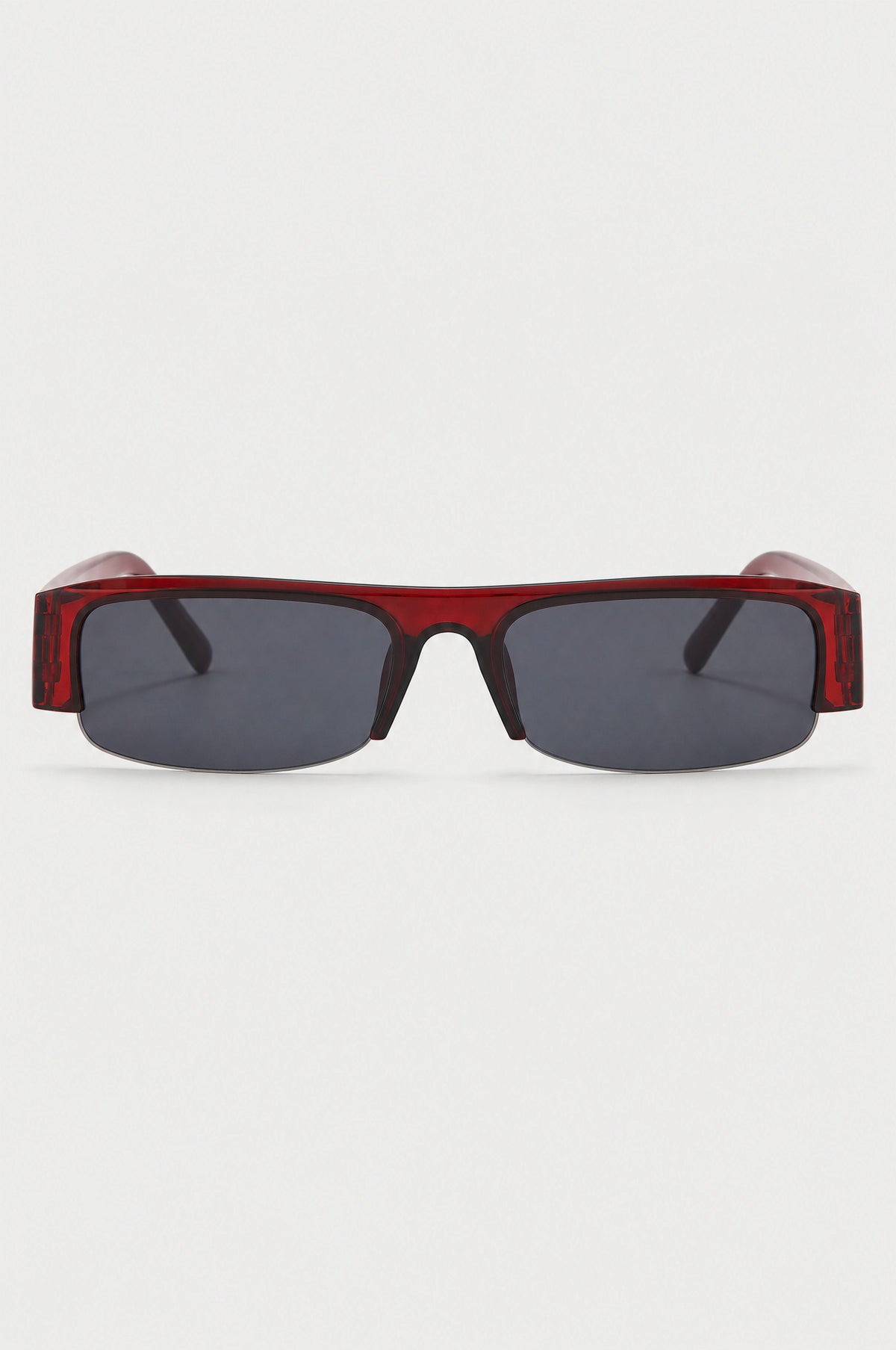 The Barnes Rectangle Sunglasses in Burgundy, front