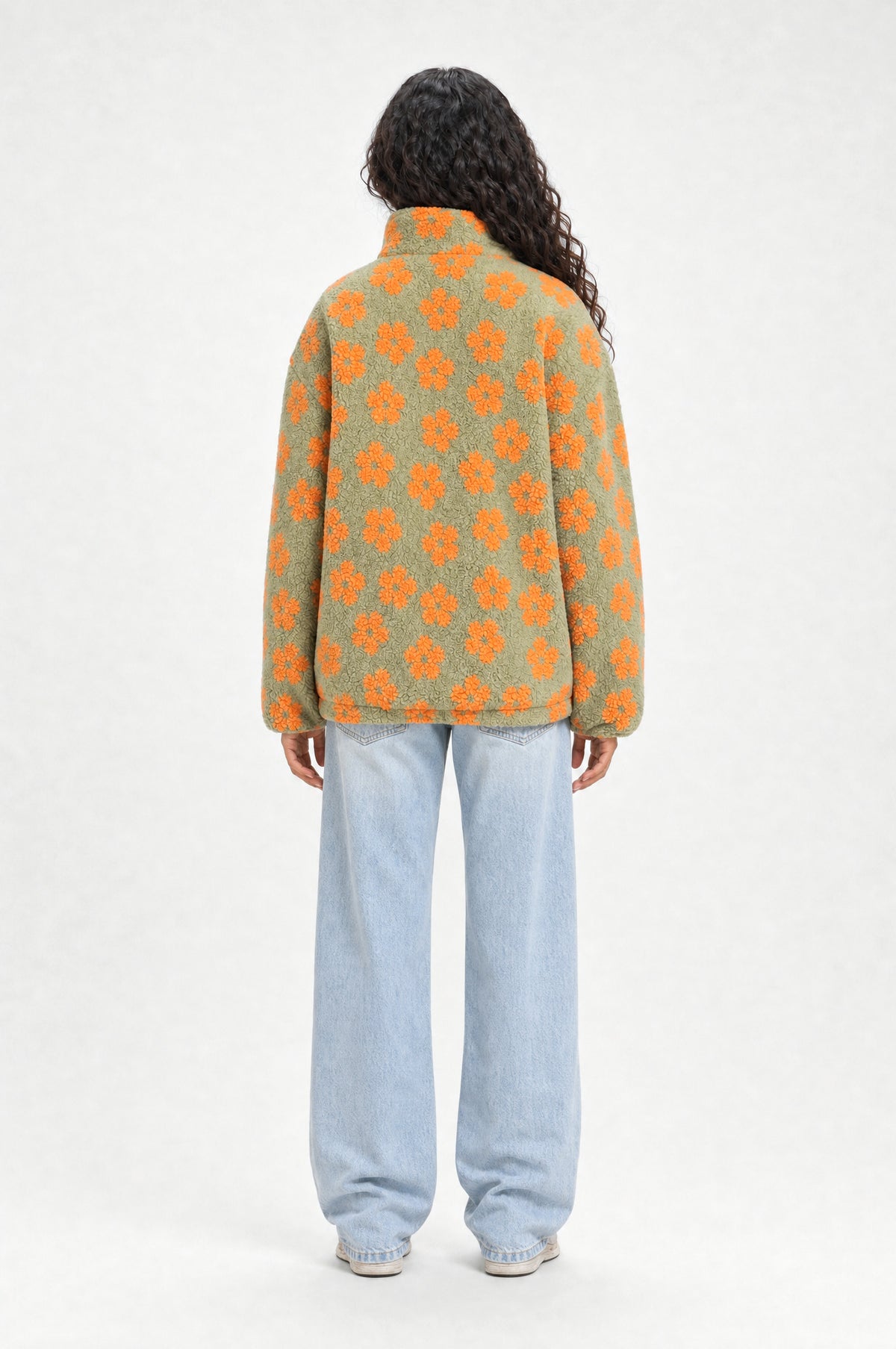 The Chelsea Floral Fleece in Sage, back