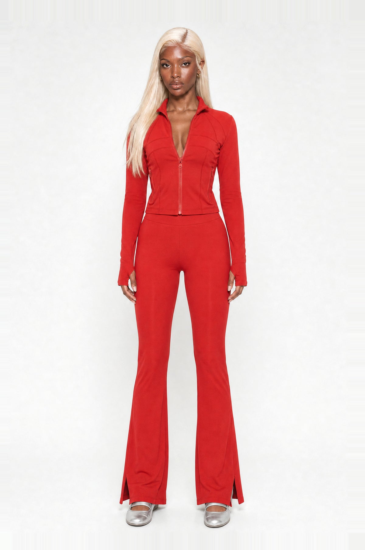 Peckham Flare Two-Piece Set in Red, front view