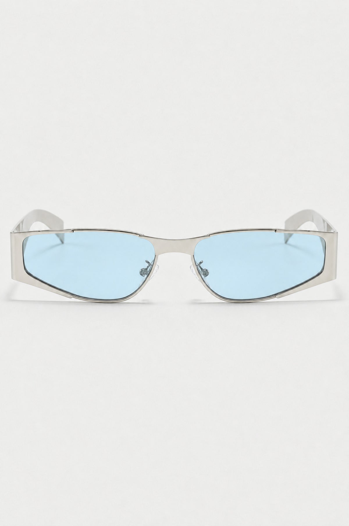 The Putney Wrap Sunglasses in Silver Blue, front