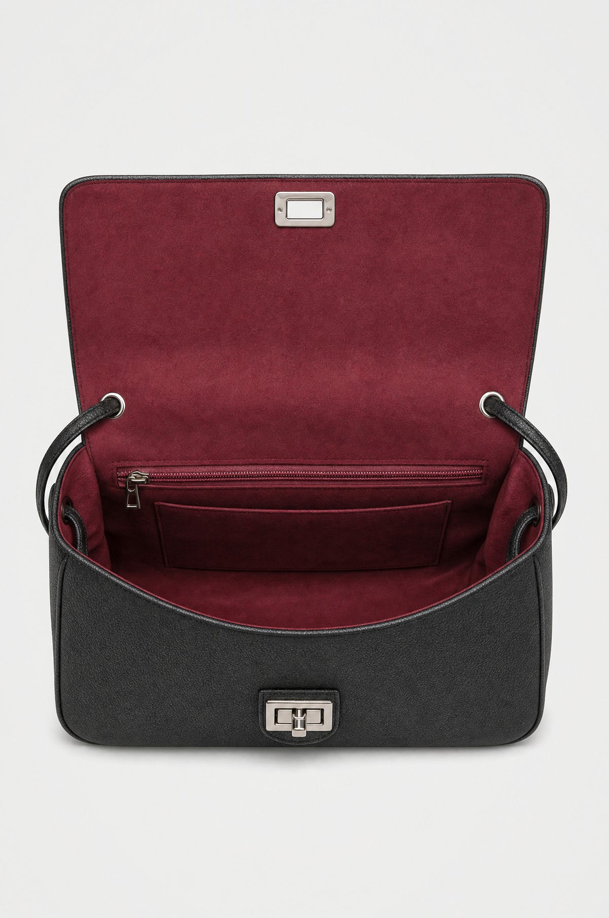 Canonbury Flap Shoulder Bag in Black, interior