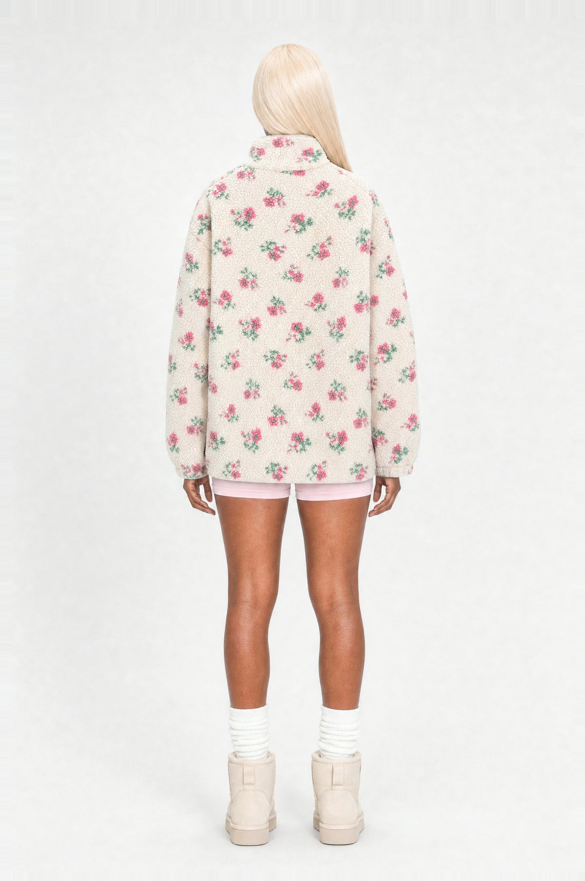 Primrose Fleece Jacket in Ivory Rose, back