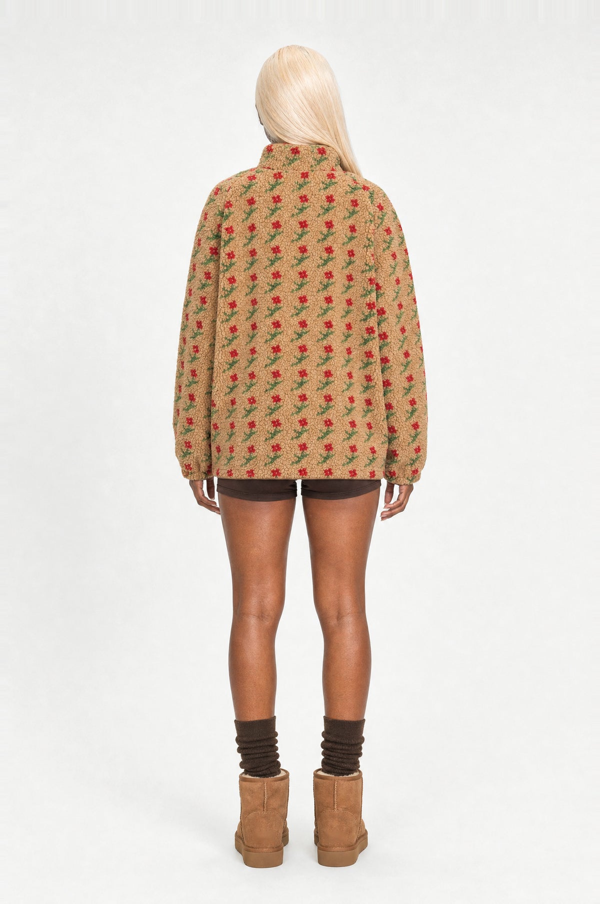 Primrose Fleece Jacket in Camel Rose, back