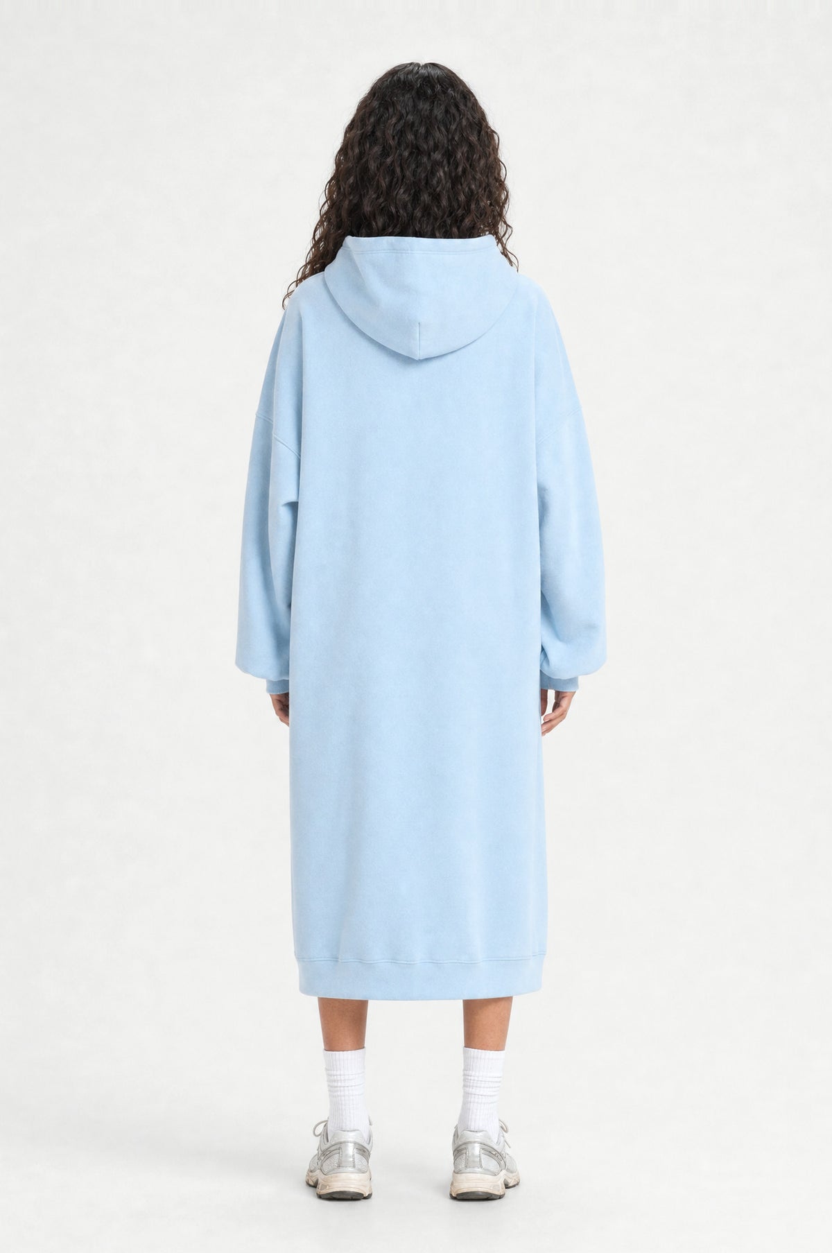 The Camden Hoodie Dress in Light Blue, back