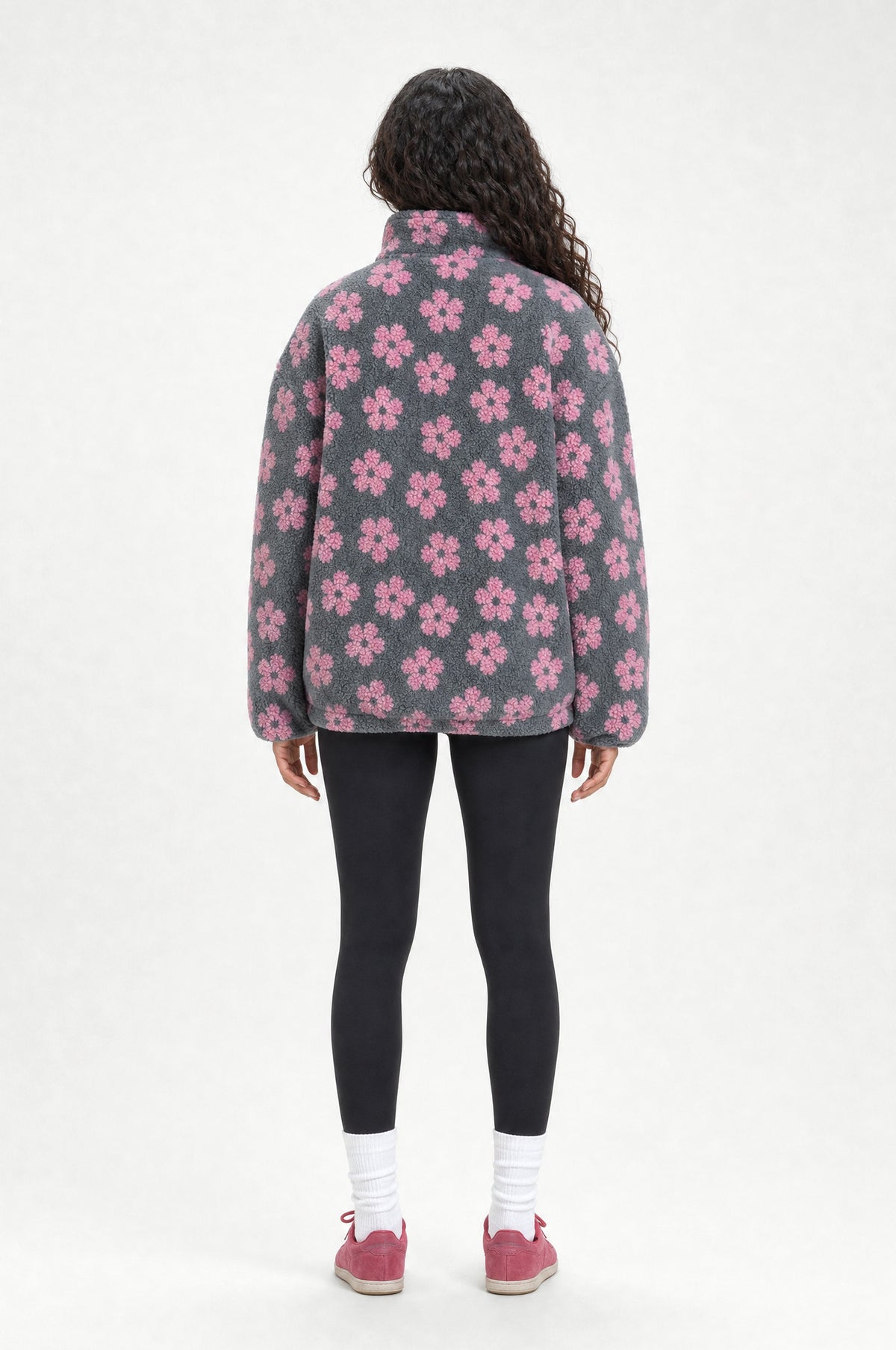 The Chelsea Floral Fleece in Pink, back