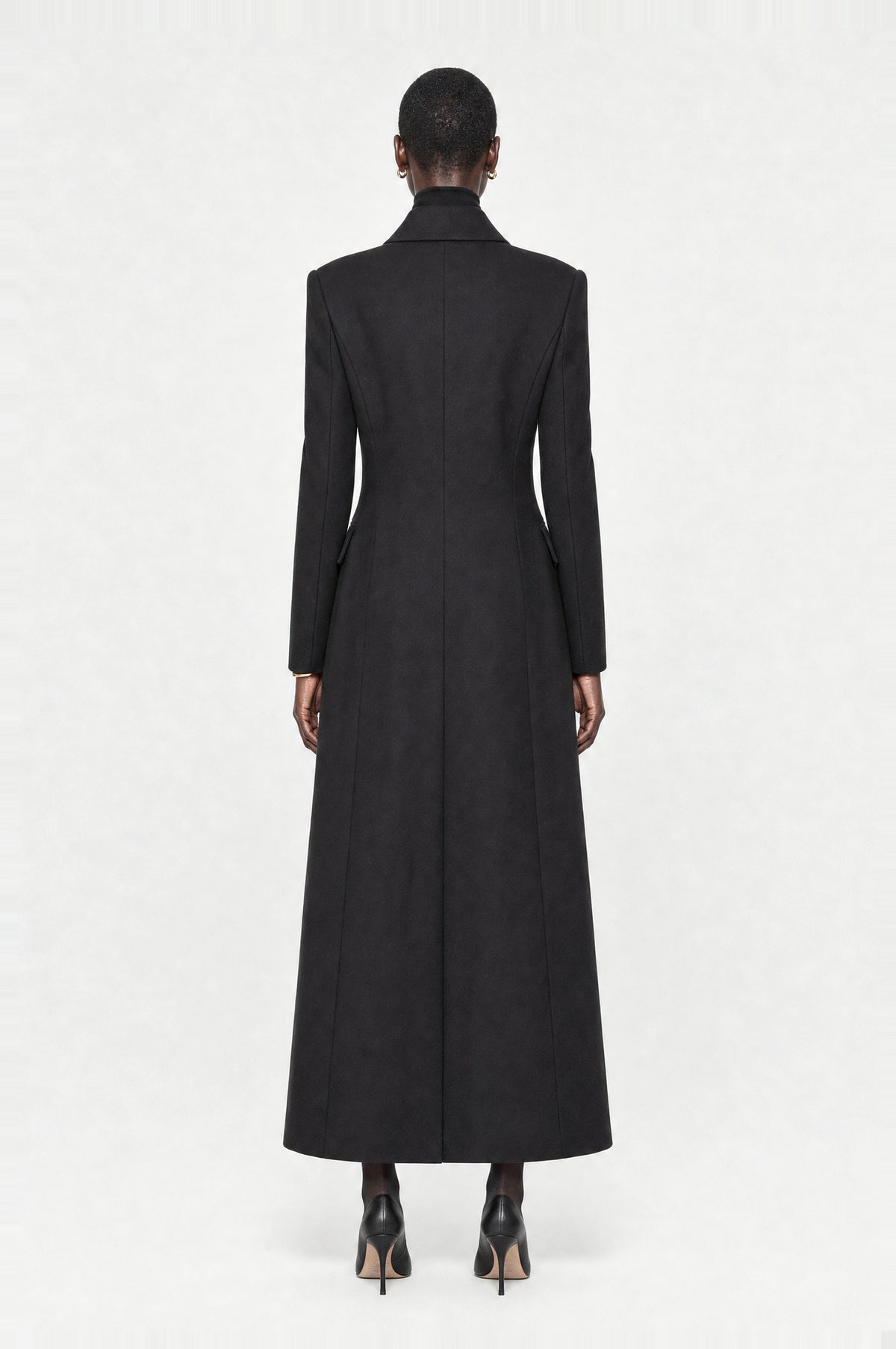 Whitehall Tailored Maxi Coat in Black, back