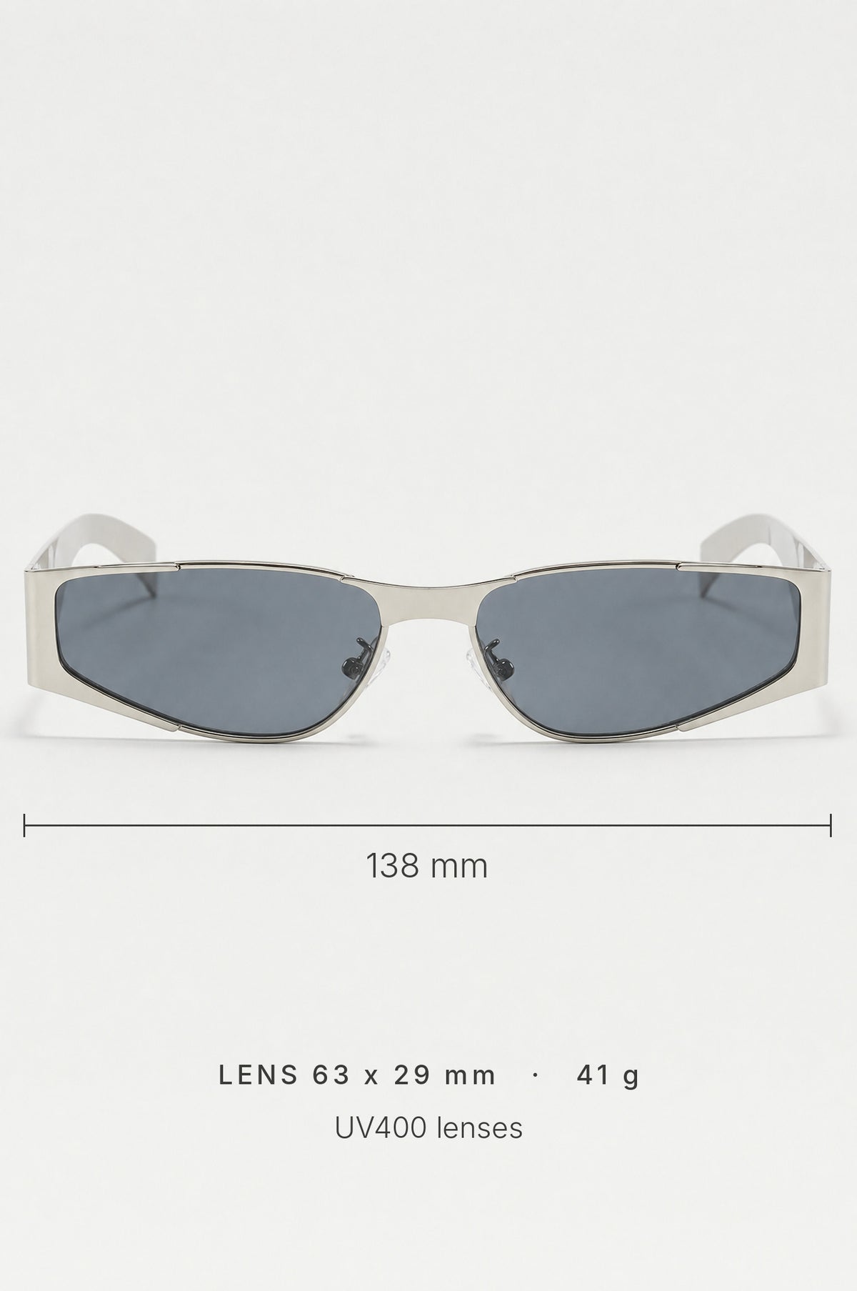 The Putney Wrap Sunglasses in Silver, size guide