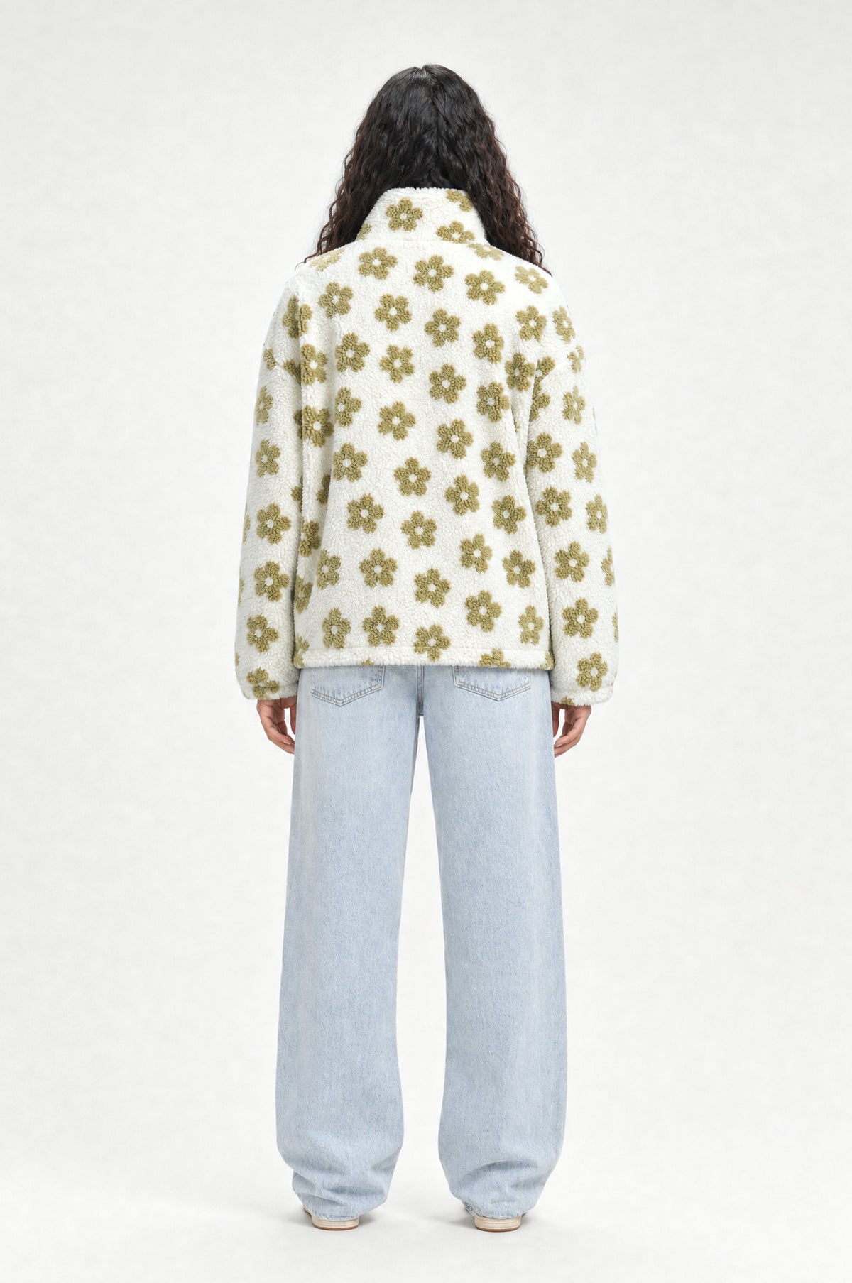 The Chelsea Floral Fleece in Green, back