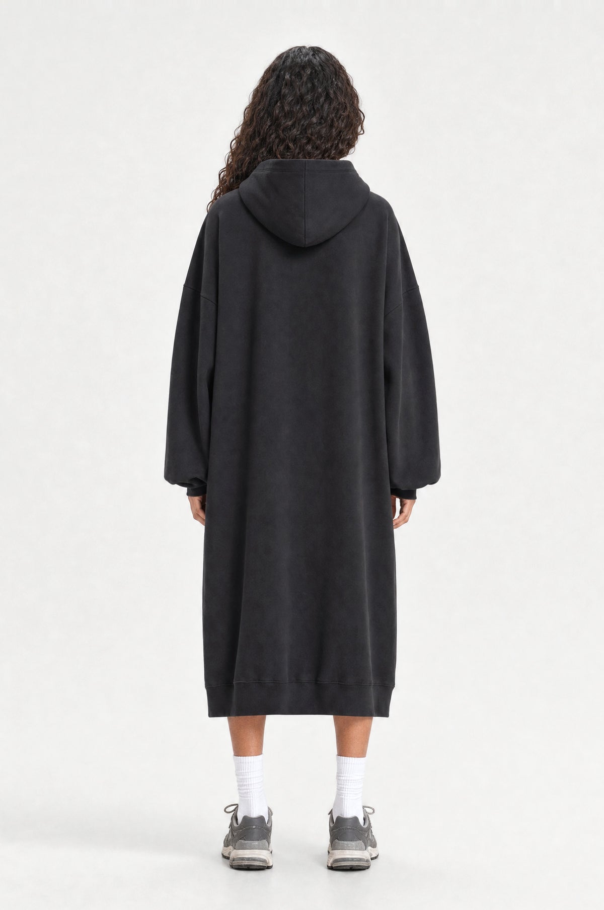 The Camden Hoodie Dress in Black, back