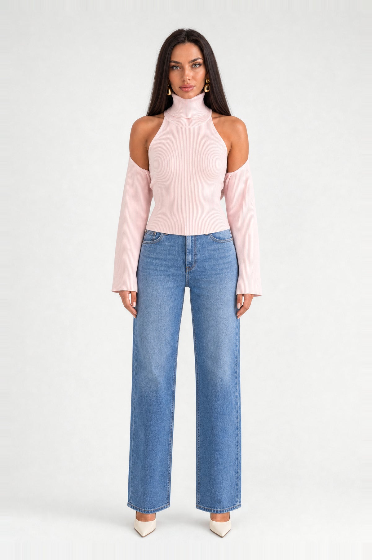 Kennington Halter Knit Two-Piece in Pink, front
