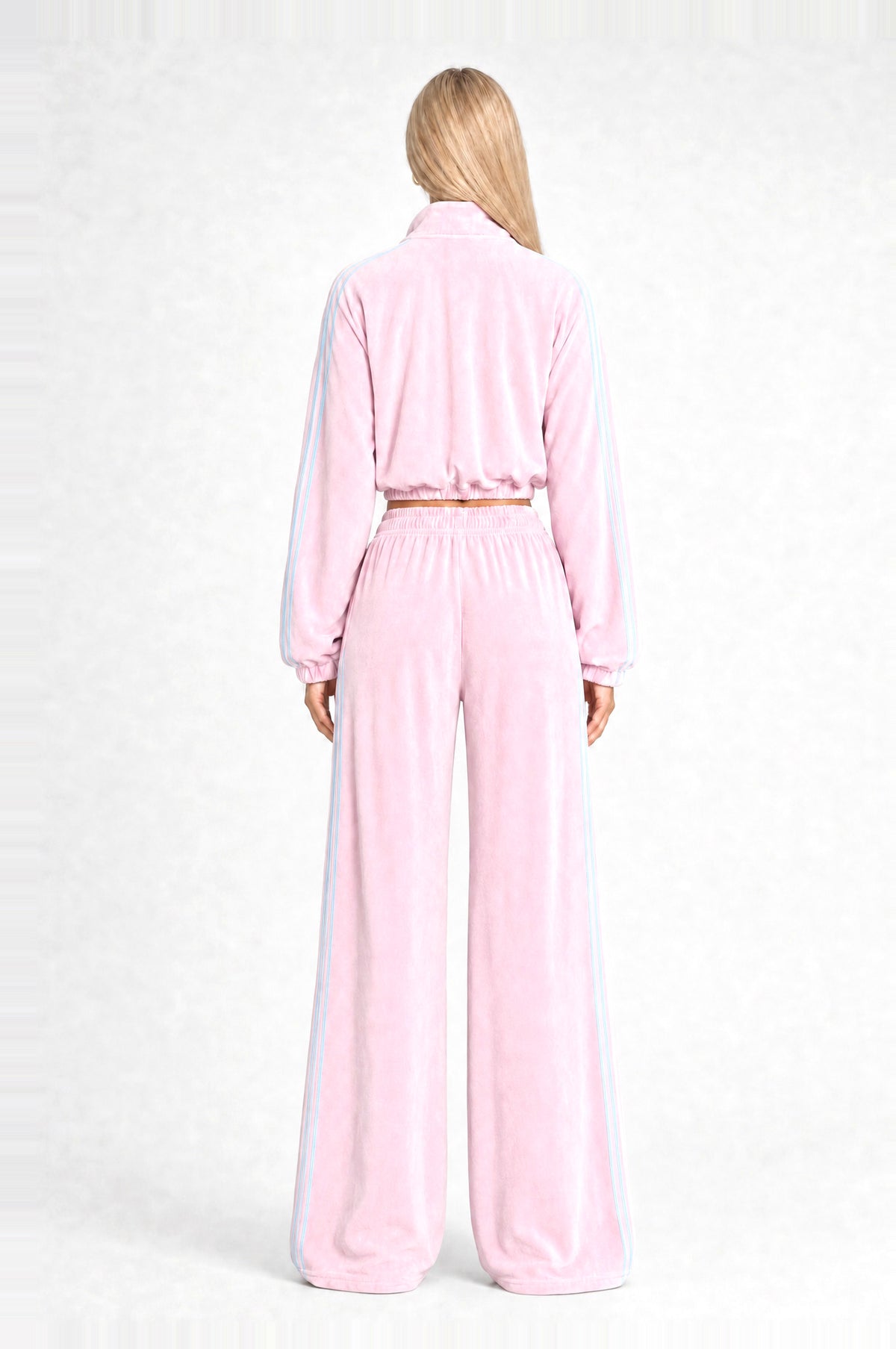 Bermondsey Velour Tracksuit in Pink, back view