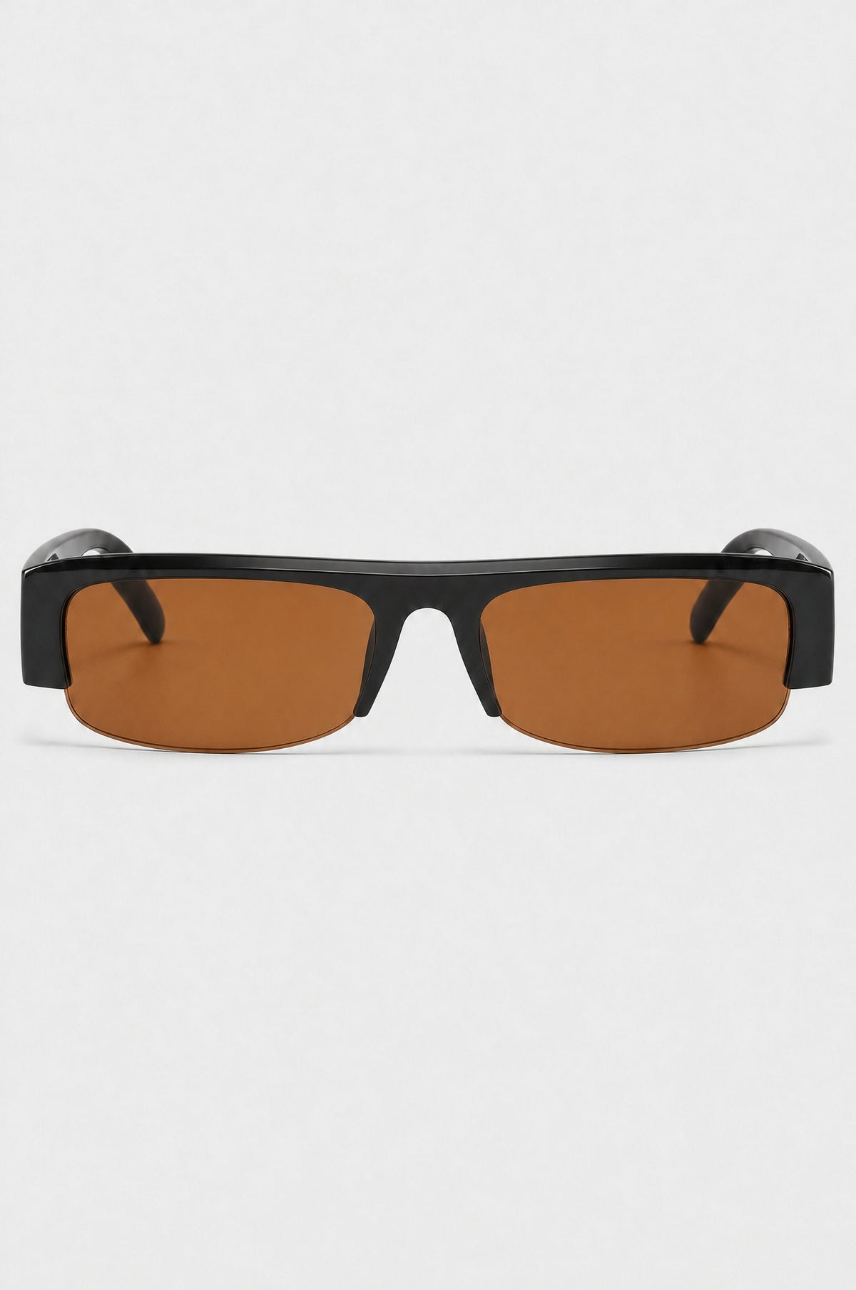 The Barnes Rectangle Sunglasses in Black Amber, front