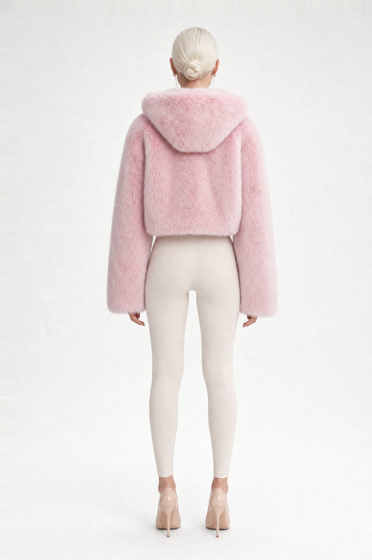 Hammersmith Plush Hooded Jacket in Pink, back