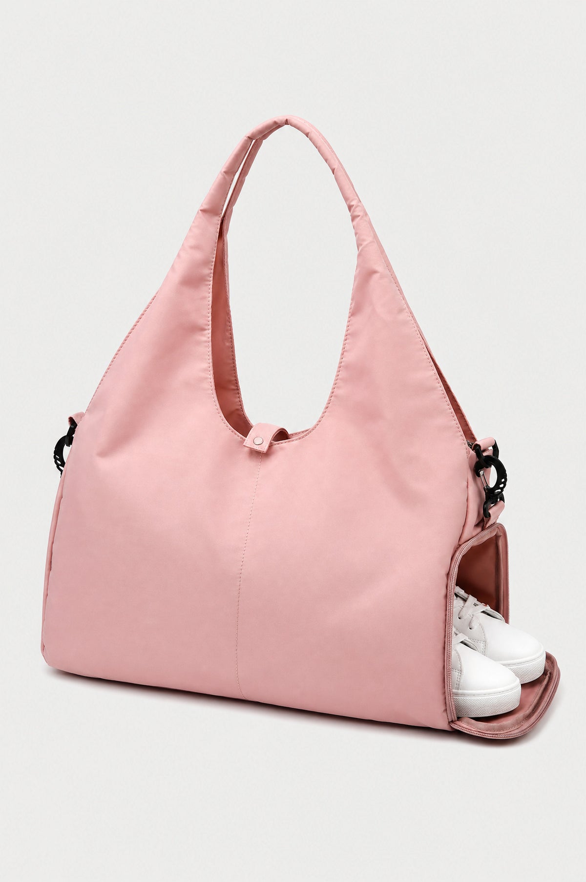 The Greenwich Travel Bag in Pink, separate shoe compartment
