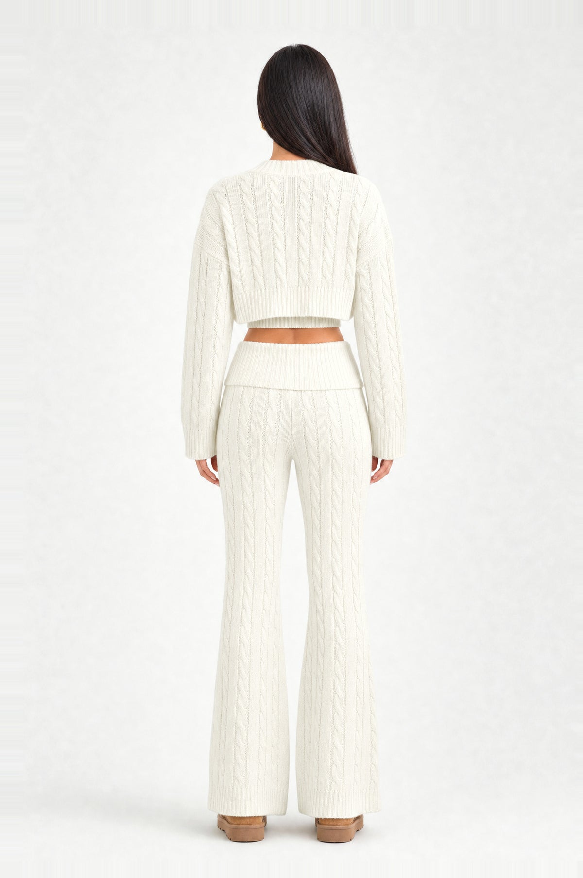 Belsize Cable-Knit Three-Piece Set in Ivory, back