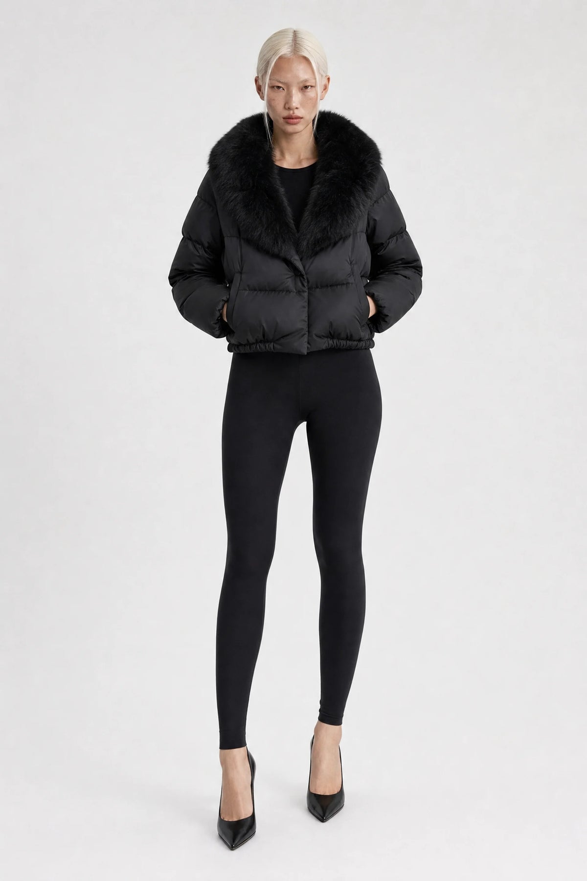 The Hampstead Padded Jacket in Black, full length