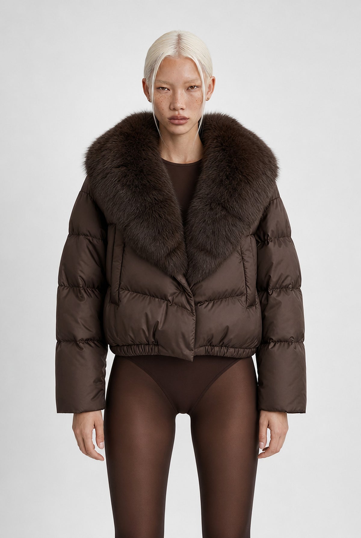 The Hampstead Padded Jacket in Coffee, front