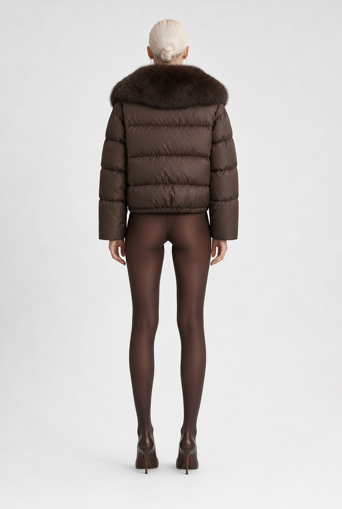 The Hampstead Padded Jacket in Coffee, back