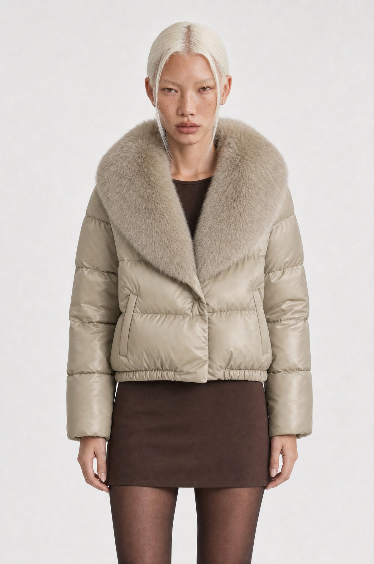 The Hampstead Padded Jacket in Khaki, front