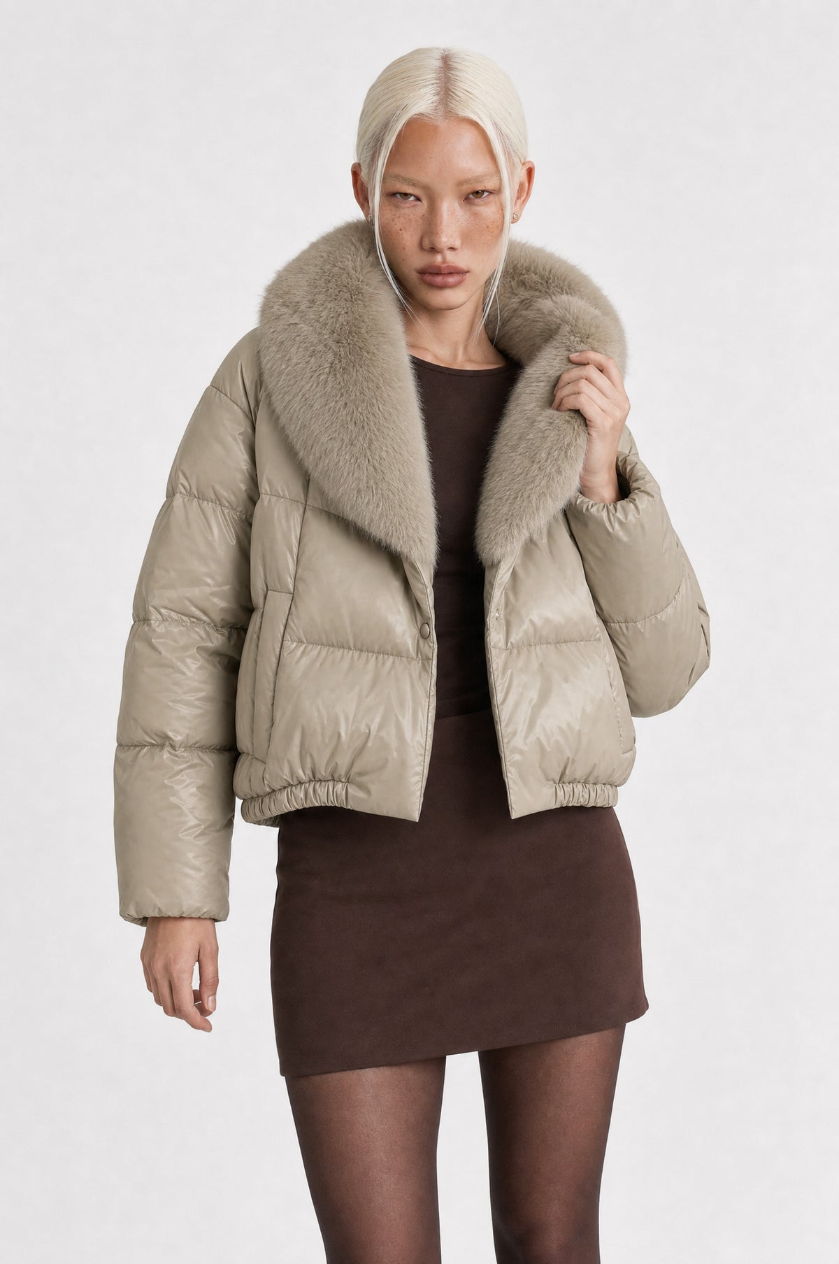 The Hampstead Padded Jacket in Khaki, open