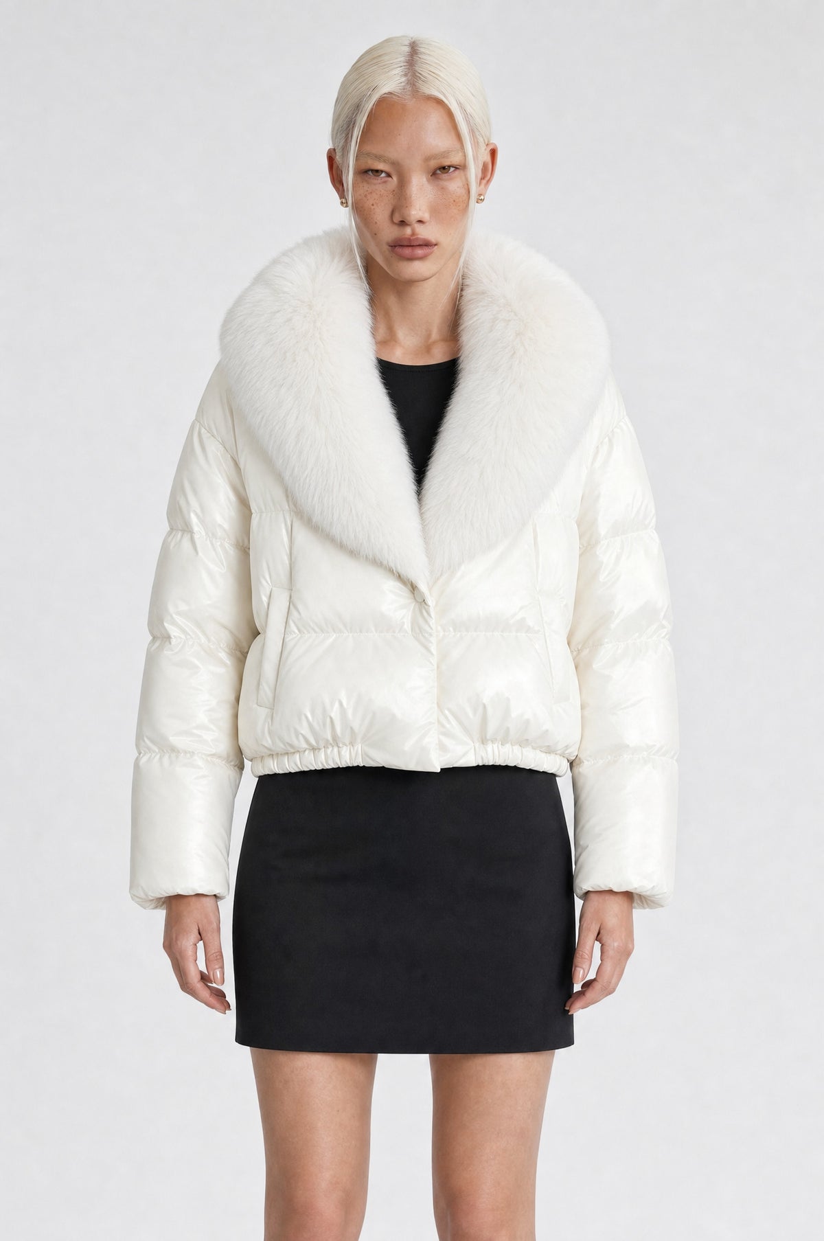 The Hampstead Padded Jacket in Off-White, front