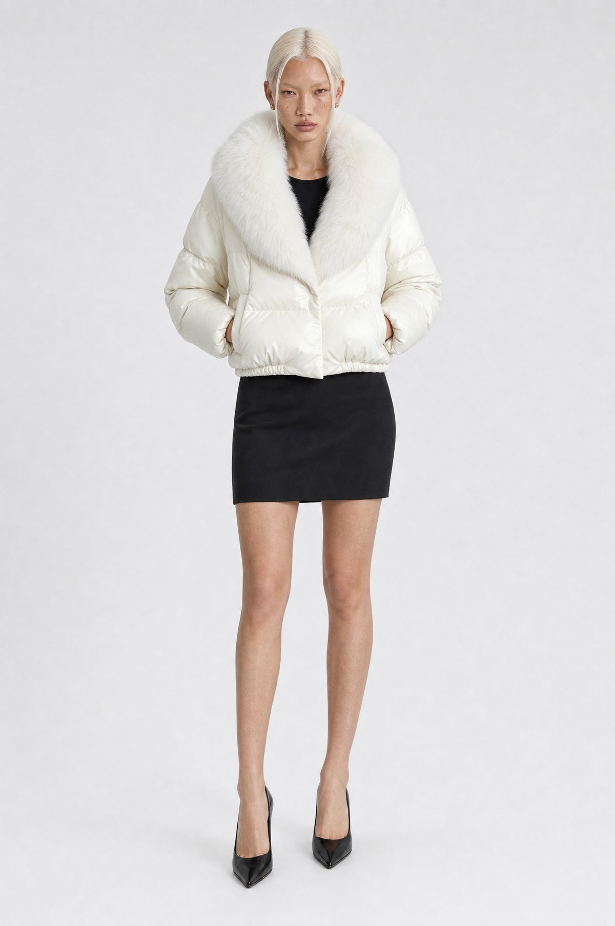 The Hampstead Padded Jacket in Off-White, full length