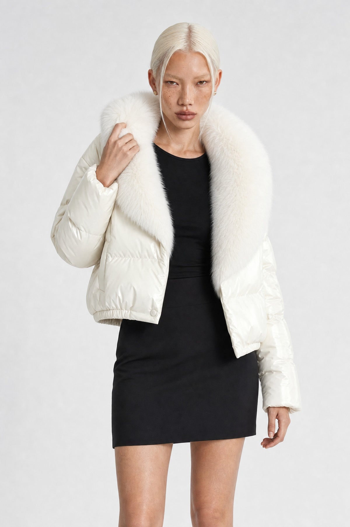 The Hampstead Padded Jacket in Off-White, open